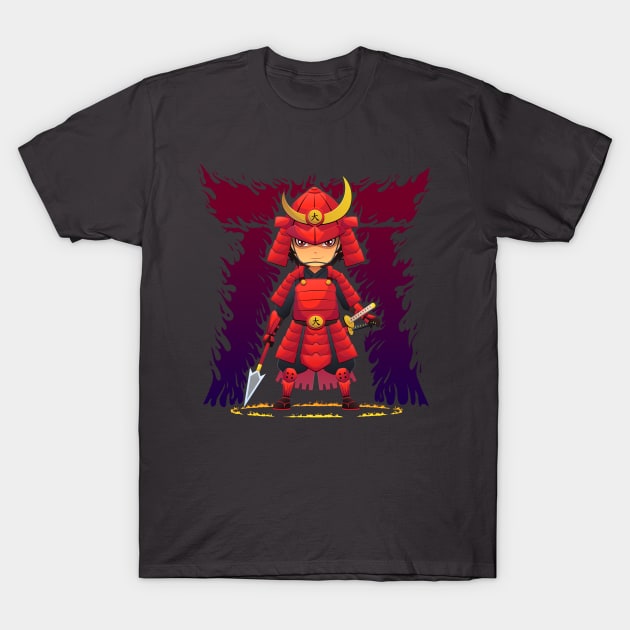 Red Samurai T-Shirt by mikailain